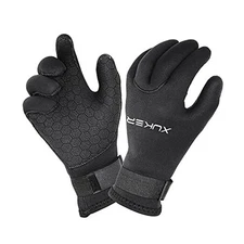 Water Gloves, 3mm & 5mm Neoprene Five Finger Warm Wetsuit Medium 5mm-black