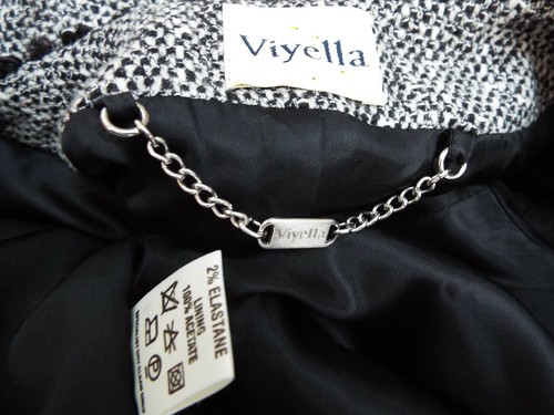 VIYELLA Beautiful Tailored Tweed Black/White Wool Blend Short Blazer Sz 10UK - Picture 12 of 12