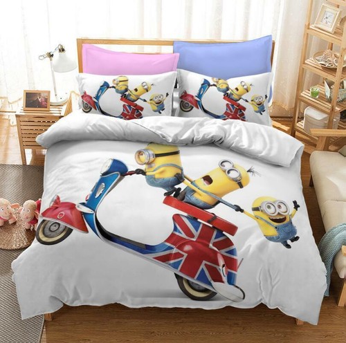 Cartoons Minions Donna Kids Quilt Duvet Cover Set Single Double Queen Size Bed - Picture 17 of 37