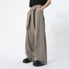 Trousers Mens Summer Loose Wide-leg Mid Waist Casual Pants Pleated Pants