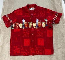 Vintage Paradise Found shirt Mens size XL Red Cocktails Hawaiian short sleeve