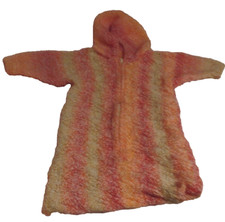 Vintage Baby One-Piece Bunting Hand Knit/Crochet with Hood Rainbow Colors