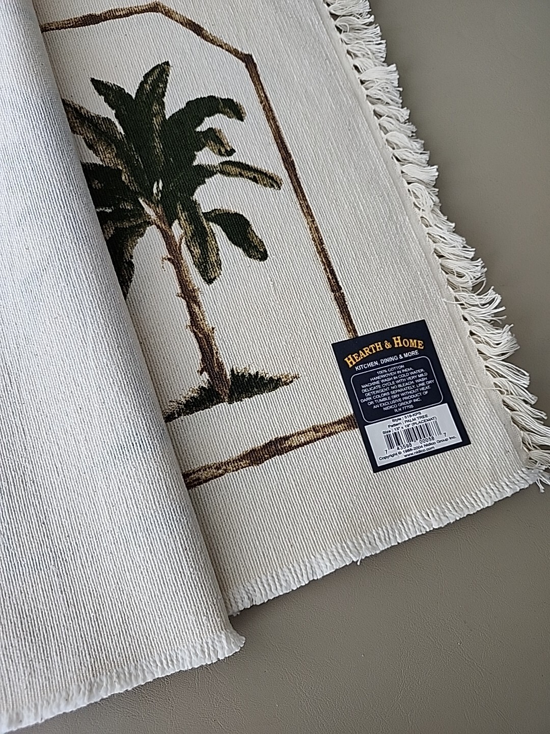 Hearth & Home Placemats palm tree 13" x 19" Set of 4 Cotton Pineapples NOS Beach