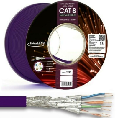 8 Meter CAT 8.1 KUPFER Netzwerkkabel Verlegekabel Network RJ Cable >4GHz Cupfer