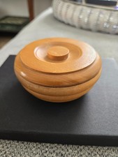 Vintage Carved  Wooden Bowl with Lid  - Shaving Jar  / Trinket / Jewelry Box