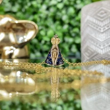 Colar e Pingente de Nossa Senhora Aparecida 18K Gold Filled Elegant Necklace 18"