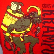 GRUSS VOM KRAMPUS lrg T shirt ThinkGeek Christmas tee Timmy the Monkey defunct