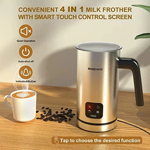 Milk Frother Electric Coffee Frother Warm And Cold Milk Foamer 4 In 1 Automatic