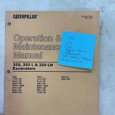 Caterpillar Operation Maintenance Manual 325 325l And 325ln Excavators 