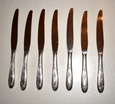 Vintage Mildred Silver Plate Flatware Dinner Knives Set of 7  Monarch Garden