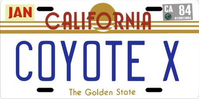 Hardcastle & McCormick COYOTE X 1980's TV Show California License plate