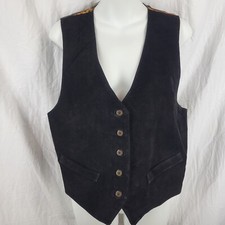 Arizona Jean Company Vtg NOS Black Suede Vest Size Medium lined BOHO