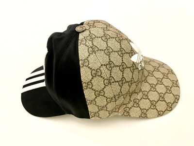 Gucci x Adidas Collab Double Visor Cap GG Canvass / Black Sz M New