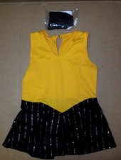 Glitter Stripe Gold Black Tap Romper Attached Sequin Tie Dance Costume ch/ad