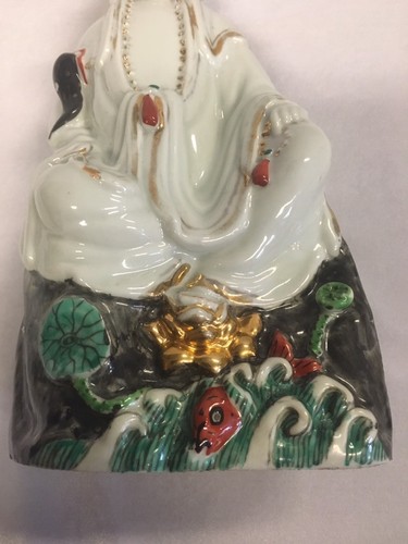 Antique 19th Century Porcelain Figure of a Seated Deity 23cm - Picture 8 of 10