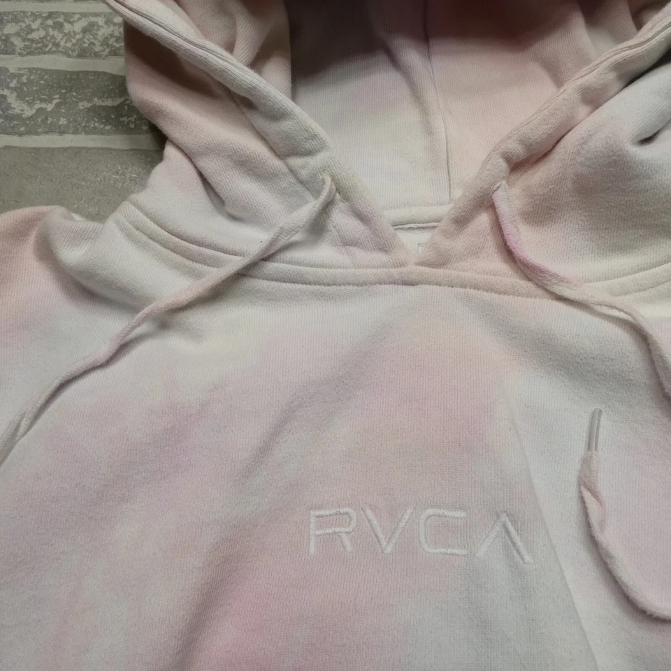 RVCA Hoodie Womens Small Pink Clouds Terry Knit Hooded Sweatshirt - Image 2 of 4
