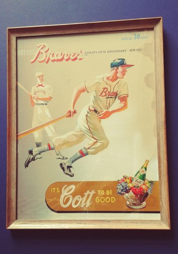 1951 BOSTON BRAVES BASEBALL Program ORIGINAL COVER ART Painting VINTAGE 13x17" - Picture 4 of 12