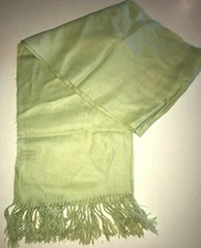 womens LIGHT GREEN solid color SCARF fringe trim 62 inch long ONE SIZE FITS MOST