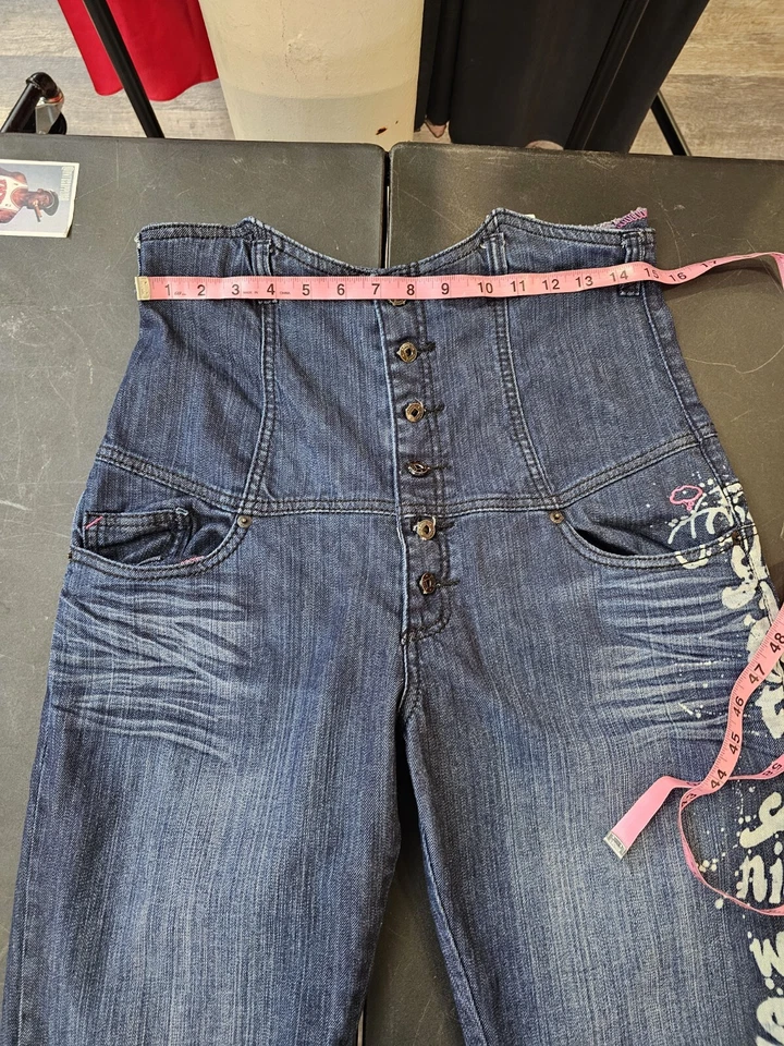 Pantalones Cortos De Colección Y2K Azzure Pop Star Azul Denim Cintura Alta Para Mujer XL 34" Cintura Foto 4 de 4