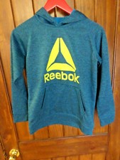 Reebok "Crossfit" aqua blue and yellow graphic hoodie. Women's Medium