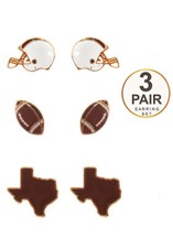 Sports Theme 3 Pair Football Stud Earrings for Women
