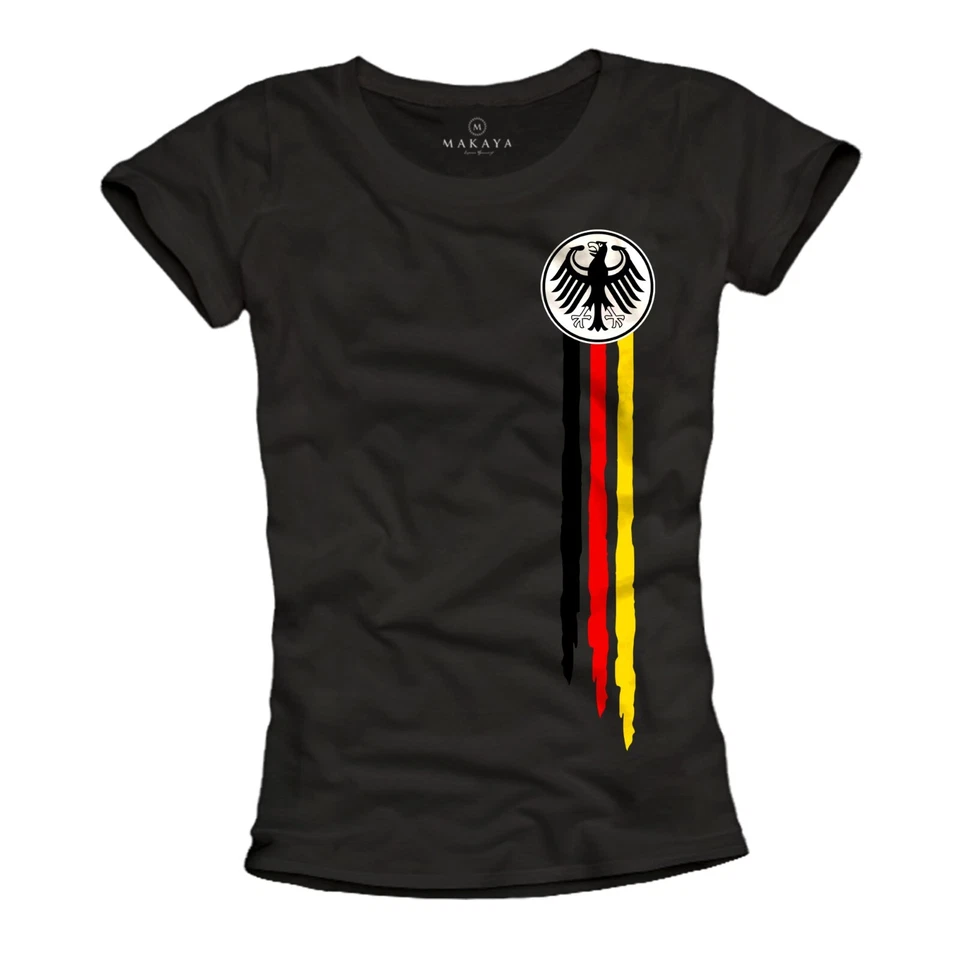 Damenshirt Deutschland Flagge Damen Top Fußball Trikot Frauen T-Shirt Kurzarm - Bild 1 von 1