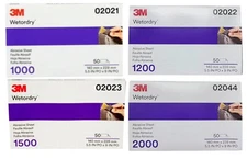 3M 1000 1200 1500 2000 Grit Wet or Dry Sandpaper 5.5"x 9" 1 Box Each 200 Sheets