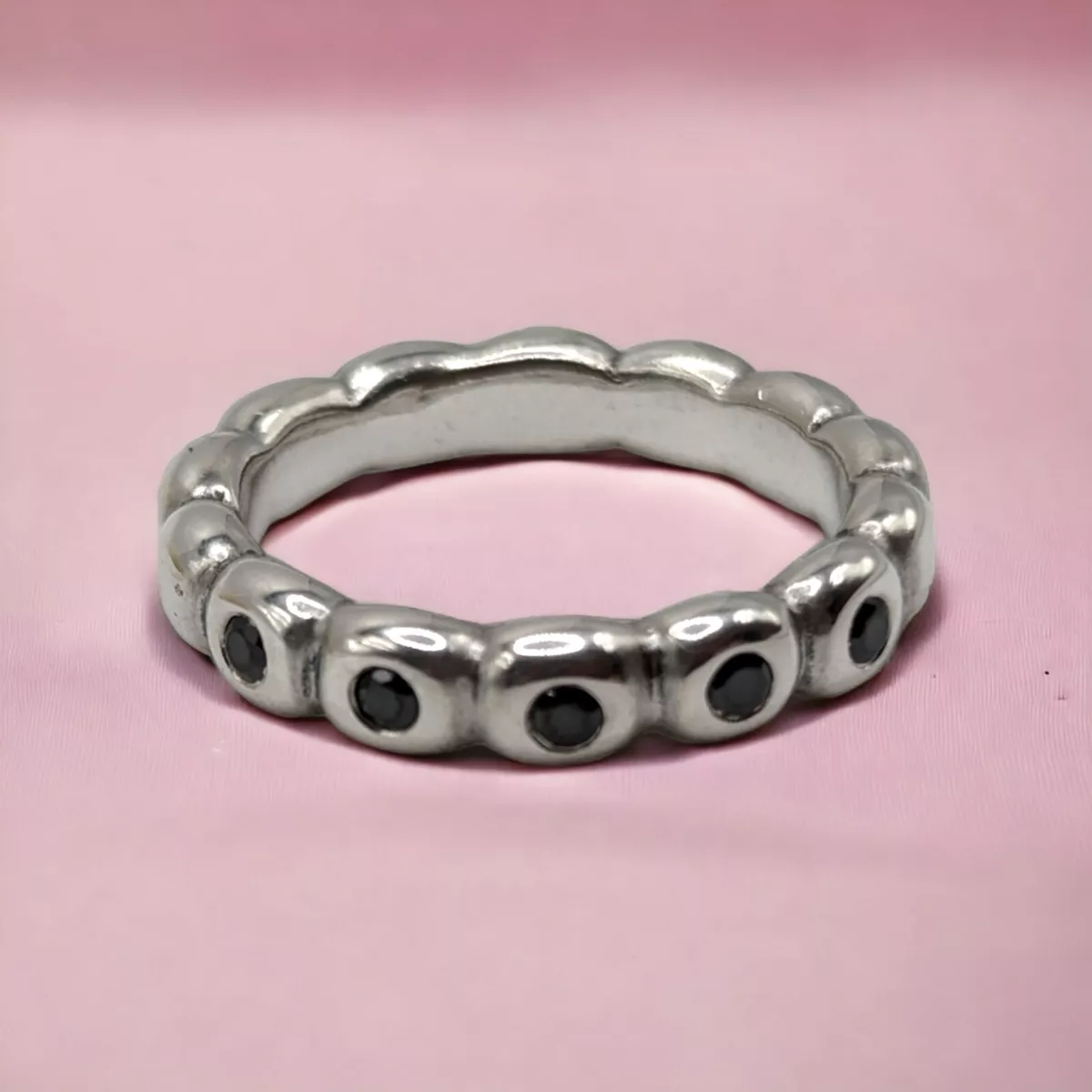 RETIRED Pandora Sterling Silver Black CZ Starry Night Ring Size 54