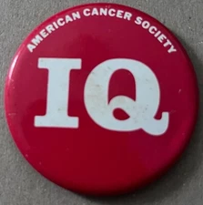 Vintage American Cancer Society 'I Quit' Metal Pinback/Button 80s Scarce