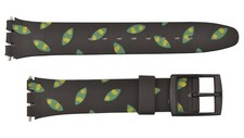 Swatch Replacement 17mm Plastic Watch Band Strap Black/Green Yellow
