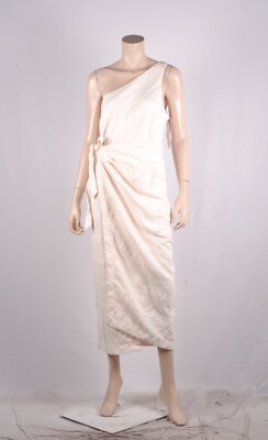 NWOT Free People At Leisure Midi Wrap Dress One Shoulder Linen M | eBay