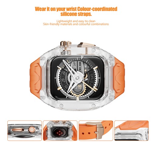 Custodia Trasparente Cinturino Silicone per Apple Watch Ultra e Ultra2 49mm 40/41/44/45mm - Foto 5 di 63