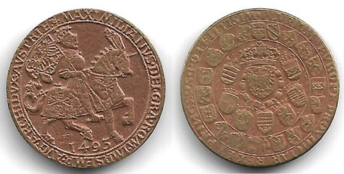 Mini-Medaille Modern Maximilian Kaiser des Heiligen Römischen Reiches 1493 Mes