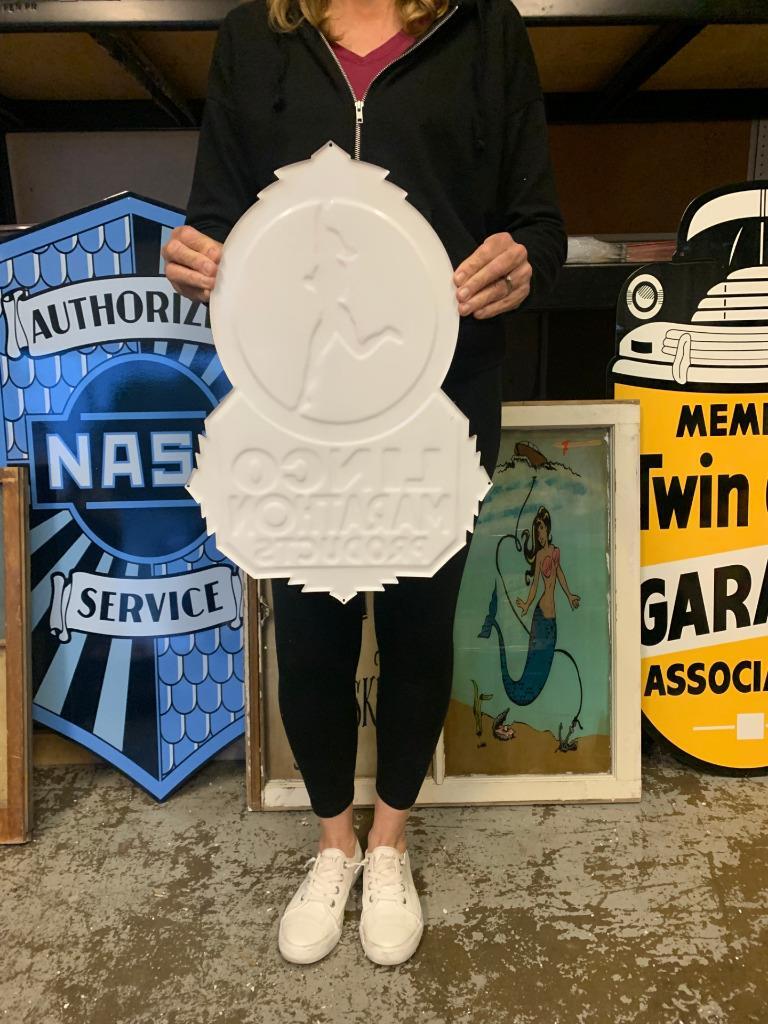 Antique Vintage Old Style Sign Linco Marathon Oil Made USA | eBay