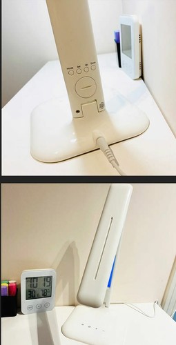 Folding Desk LED Lamp Touch Dimming 3 Colors Alarm Clock Date Time Temperature - Picture 9 of 9