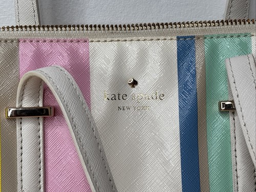 Pre-owned Kate Spade Cedar Street Multi Stripe Maise Satchel W Strap - Picture 3 of 6