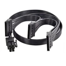 6 Pin to 3X 15 Pin SATA Hard Drive HDD Power Adapter Cable Only for EVGA GQ