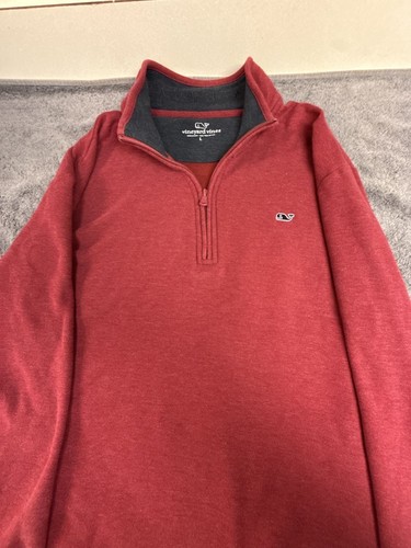 Vineyard Vines Men's Saltwater Quarter-Zip Pullover Red Size L