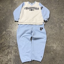 Vtg Pellepelle Tiger Logo Y2K Oversized Heavyweight 2 Piece Sweatsuit XL Blue