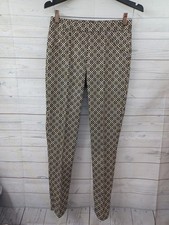 Joseph Ribkoff Dress Pants Sz 4 Stretch Pull On Black Gold Geometric