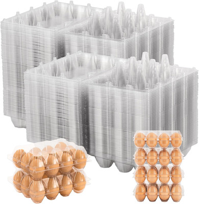 180 Pack Clear Plastic Egg Cartons, Reusable Stackable Egg Containers for Farm,