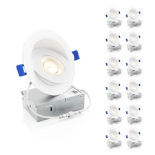 12 Pack 4 inch 5CCT LED Gimbal Led Recessed Light with Junction Box, 360°+90°...