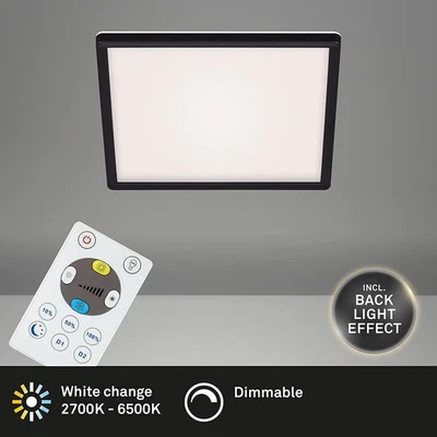 Deckenleuchte Briloner Slim LED Deckenlampe schwarz eckig Fernbedienung - Bild 1 von 4