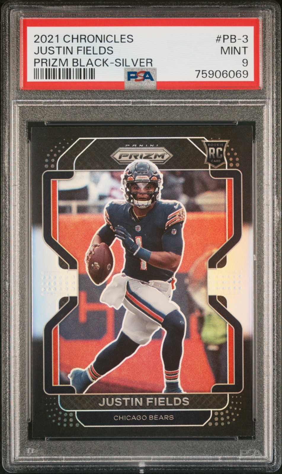 2021 Panini Chronicles - Prizm Black Justin Fields #PB-3 Silver (RC) PSA 9 MINT