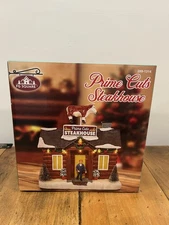 FG Square Animated Christmas Village Prime Cuts Steakhouse Lights Up Brand New