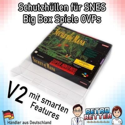 Schutzhülle V2 SNES Big Box Spiele OVP 0,5 mm Super Nintendo Game Groß Lufia