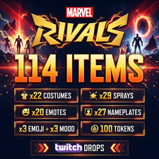 Marvel Rivals Twitch Drops - 22 Costumes + 92 Plates/Sprays - ALL 114/114 Items