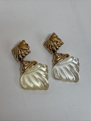 Vintage Trifari Lucite Shell Earrings from the 1970s