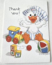 Vintage Greeting Card Thank You Baby Boy Suzy's Zoo Cute Baby Duck with Toys