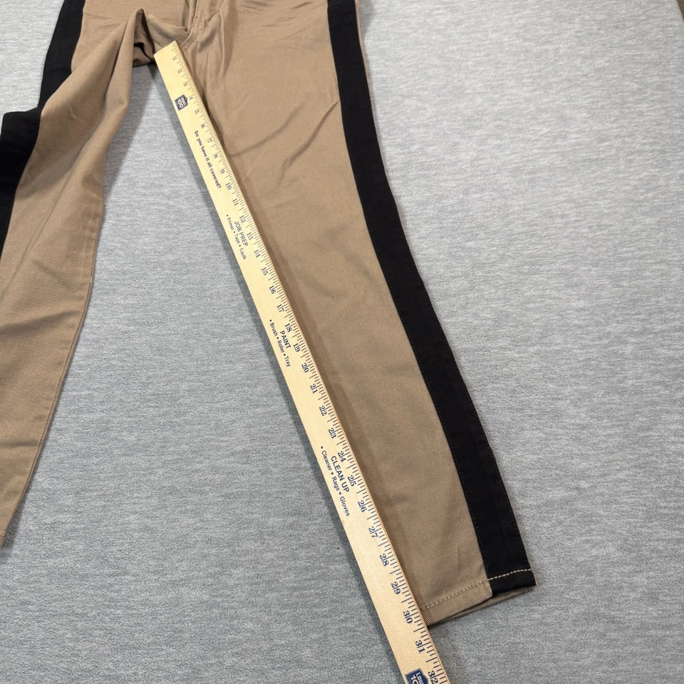 Pantalones para casa de muñecas para mujer 9 negros tostados calce ajustado contraste rayas laterales elásticos Foto 2 de 4